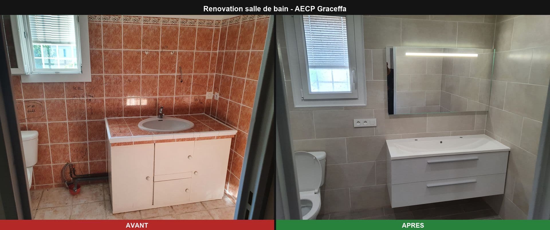 Rénovation salle de bain — avant / après